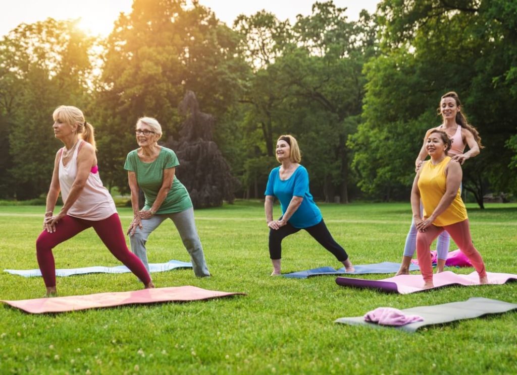 Women doing yoga